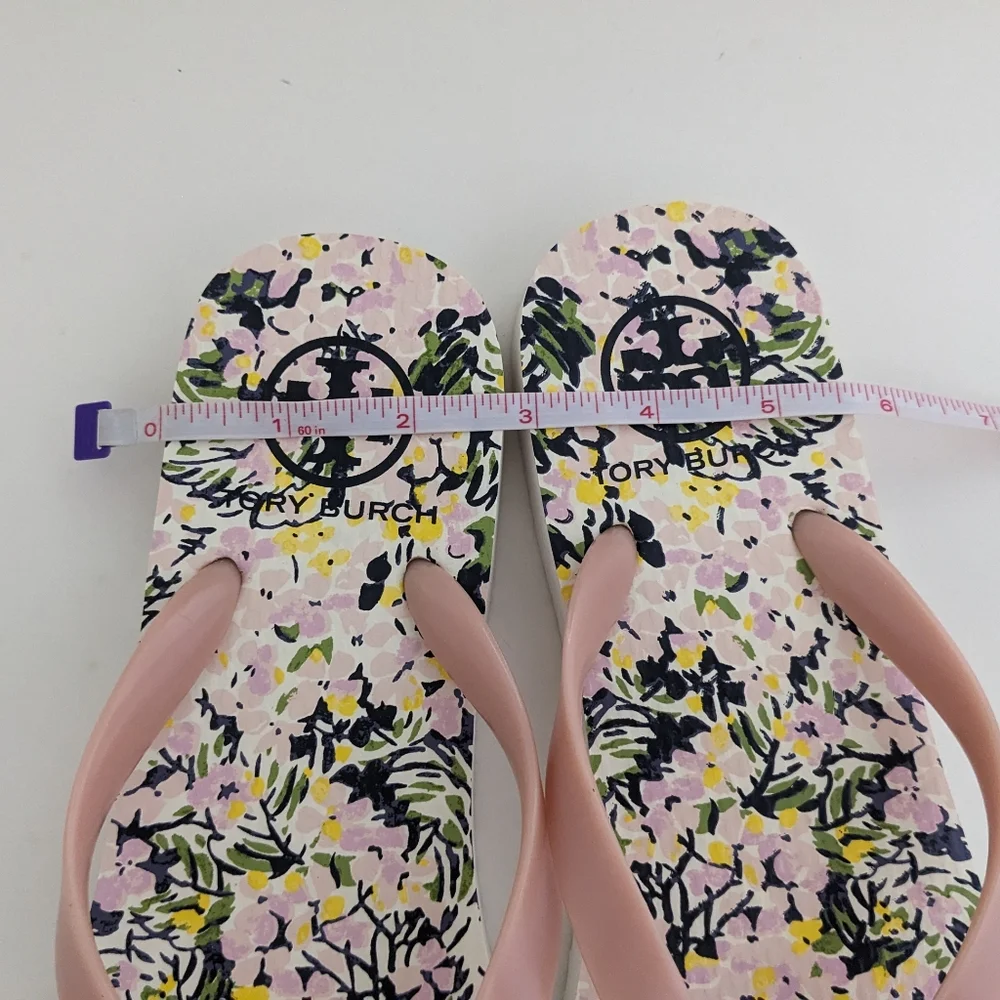 EUC! Tory Burch Flip Flop Sandal In Pink Quartz Flower Field Size 8 - Picture 9 of 15